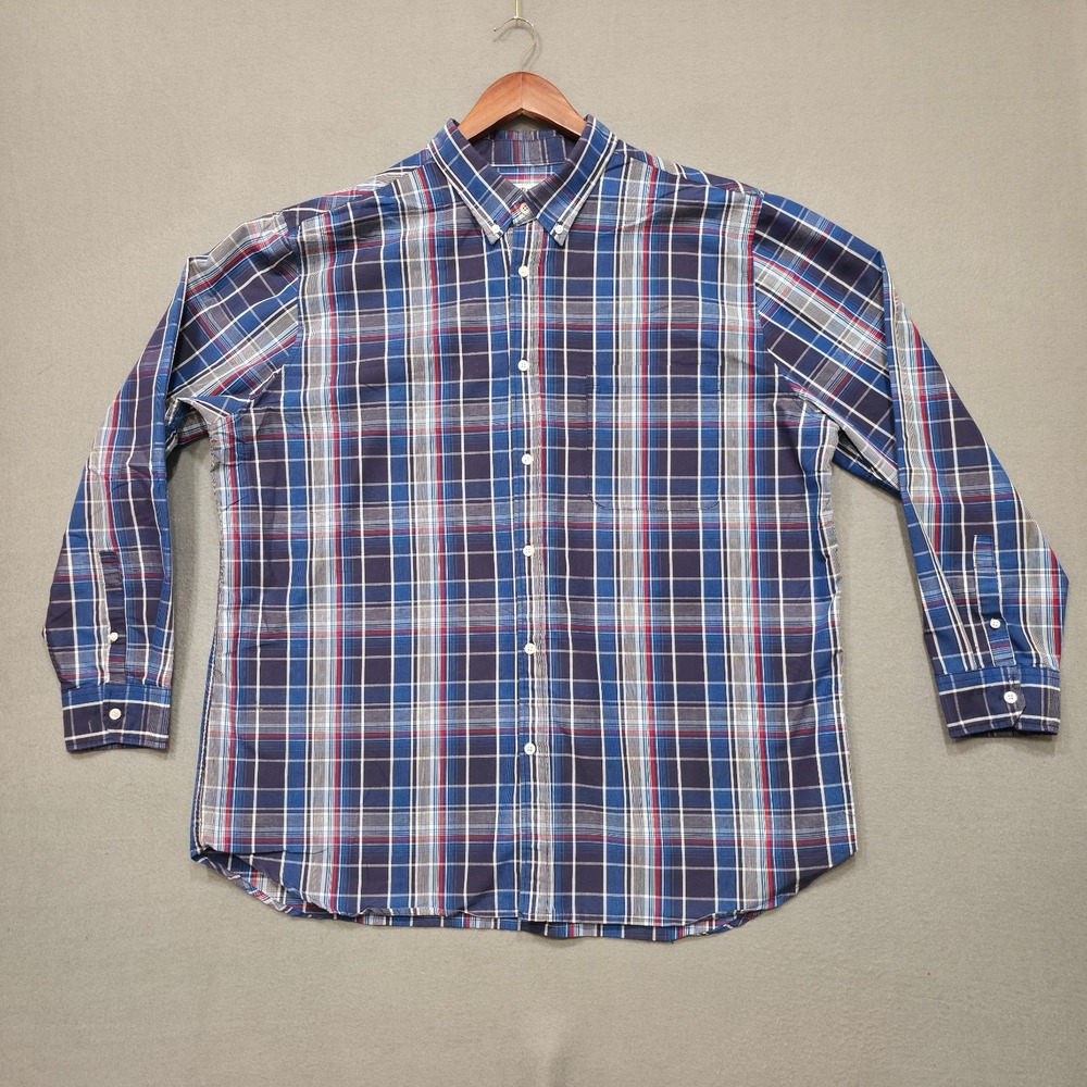 Sun River Men's Blue Plaid‎ Long Sleeve Button Up Shirt Size XXL